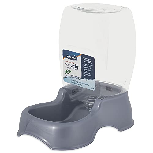 Petmate Pet Cafe Waterer Cat and Dog Water Dispenser, pearl silve...