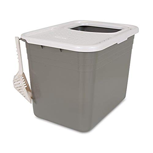 Petmate Top Entry Litter Pan Cat Litter Box Brushed Nickel/Pearl ...
