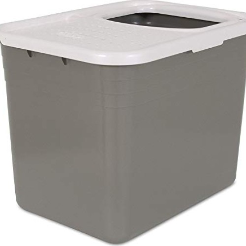 Petmate Top Entry Litter Pan Cat Litter Box Brushed Nickel/Pearl ...