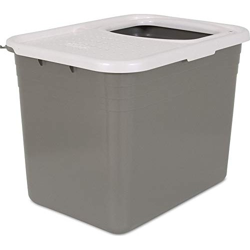 Petmate Top Entry Litter Pan Cat Litter Box Brushed Nickel/Pearl ...