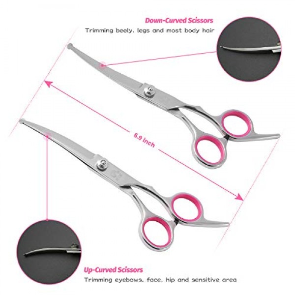 4CR Stainless Steel Dog Grooming Scissors Kit with Safe Round Tip...