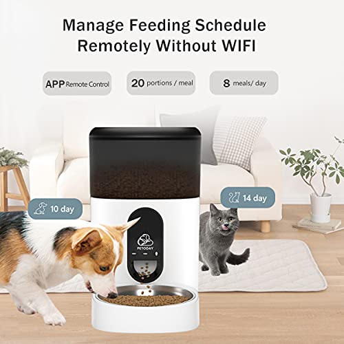 PETODAY Automatic Cat Feeder,Bluetooth Enabled 4L Timed Cat Feede...