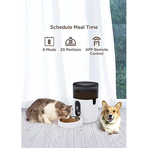 PETODAY Automatic Cat Feeder,Bluetooth Enabled 4L Timed Cat Feede...