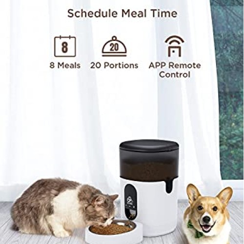 PETODAY Automatic Cat Feeder,Bluetooth Enabled 4L Timed Cat Feede...