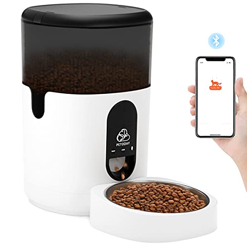PETODAY Automatic Cat Feeder,Bluetooth Enabled 4L Timed Cat Feede...