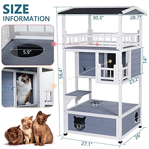 Petsfit Cat House for Outdoor/Indoor Cats, Kitten Playhouse Condo...