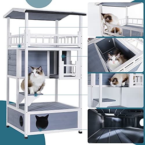 Petsfit Cat House for Outdoor/Indoor Cats, Kitten Playhouse Condo...