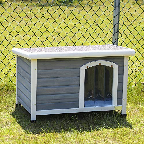 Petsfit Outdoor Wooden Dog House with Adjustable Foot Mat and Doo...