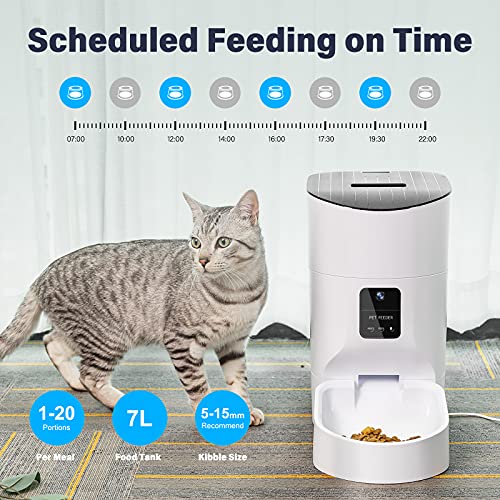 Pezakf 7L Automatic Cat Feeder, Auto Dogs Cats Food Dispenser wit...