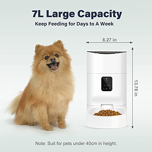 Pezakf 7L Automatic Cat Feeder, Auto Dogs Cats Food Dispenser wit...