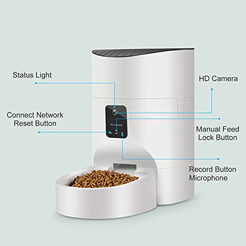 Pezakf 7L Automatic Cat Feeder, Auto Dogs Cats Food Dispenser wit...