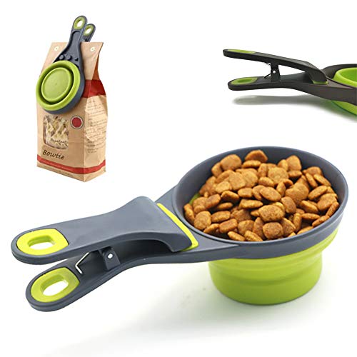 PGFUN Dog Food Scoop, Pet Food Scoop with Fully Collapsible Silic...