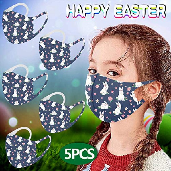 Pgyong 5Pcs Easter Face Masks for Kids with Designs Funny Cute Bu...
