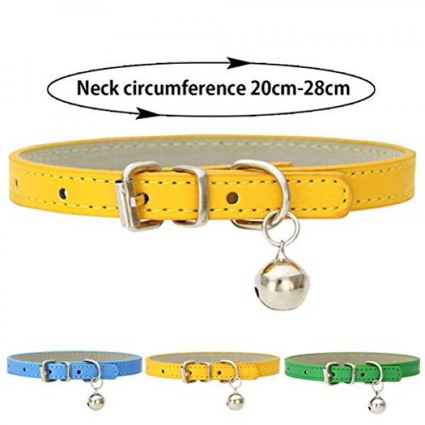 3 Pieces Leather Cat Collar, Cat Collars with Bells Cat Bells for...