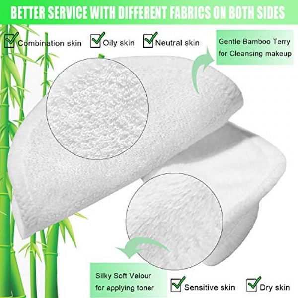 16 Pack Reusable Bamboo Makeup Remover Pads with Laundry Bag - 2 ...