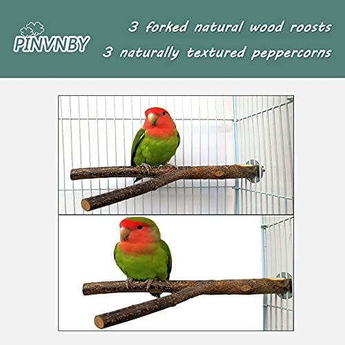 PINVNBY Natural Bird Wood Perch Parakeet Standing Toy Sticks Parr...