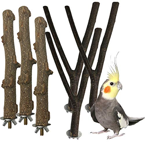 PINVNBY Natural Bird Wood Perch Parakeet Standing Toy Sticks Parr...