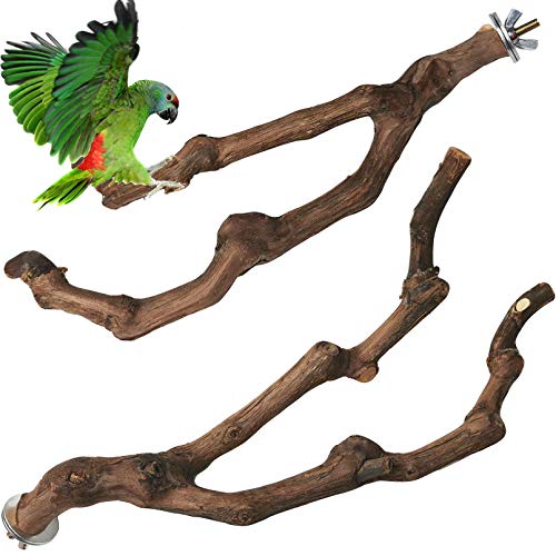 PINVNBY Natural Parrot Perch Bird Stand Pole Wild Grape Stick Paw...