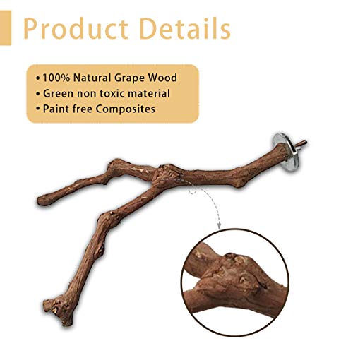 PINVNBY Parrot Perches Natural Birds Stand Wild Grape Stick Grind...