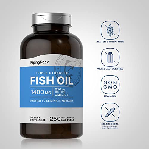 Piping Rock Fish Oil Supplement 1400mg | 250 Softgels | Triple St...
