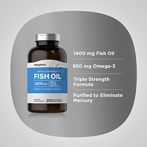 Piping Rock Fish Oil Supplement 1400mg | 250 Softgels | Triple St...