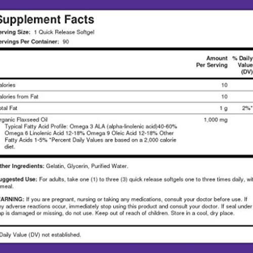 Piping Rock Flaxseed Oil Cold Pressed 1000 mg 90 Quick Release So...