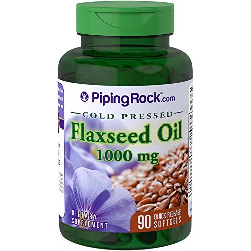 Piping Rock Flaxseed Oil Cold Pressed 1000 mg 90 Quick Release So...