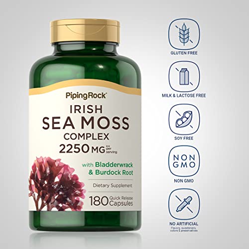 Piping Rock Irish Sea Moss Capsules | 2250mg | 180 Count | Comple...