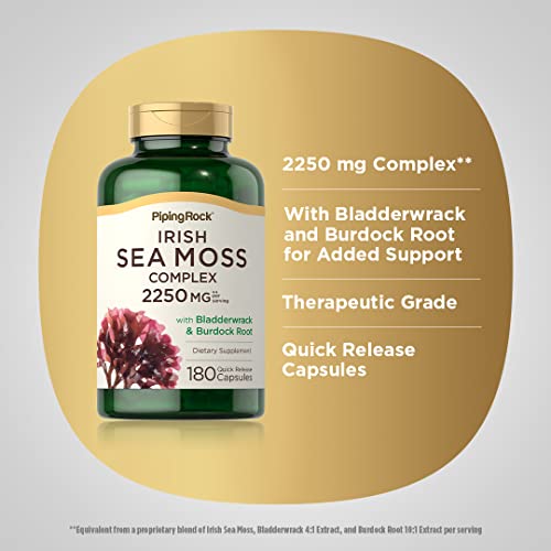 Piping Rock Irish Sea Moss Capsules | 2250mg | 180 Count | Comple...
