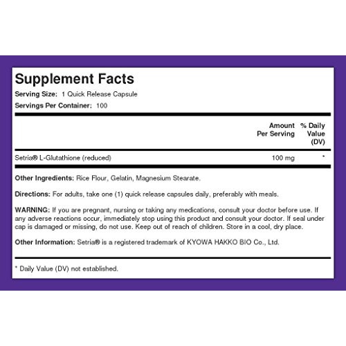 Piping Rock L Glutathione | 100 mg | 100 Capsules | Reduced Form ...
