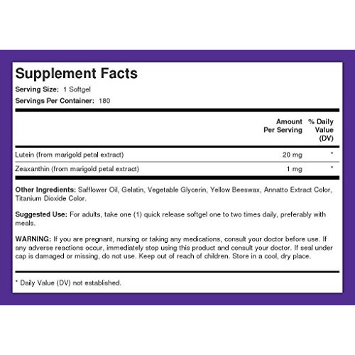 Piping Rock Lutein & Zeaxanthin 20 mg | 180 Softgels | Eye Vitami...
