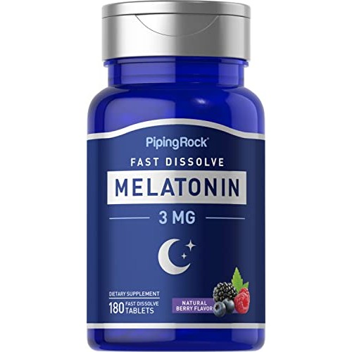 Piping Rock Melatonin 3mg | 180 Fast Dissolve Tablets | Berry Fla...