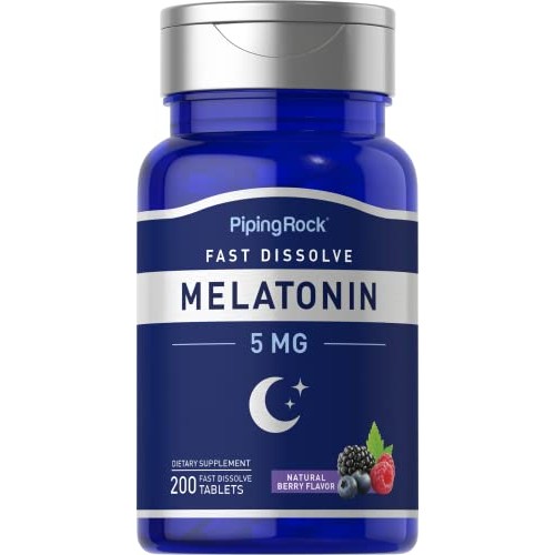 Piping Rock Melatonin 5mg Fast Dissolve | 200 Tablets | Berry Fla...