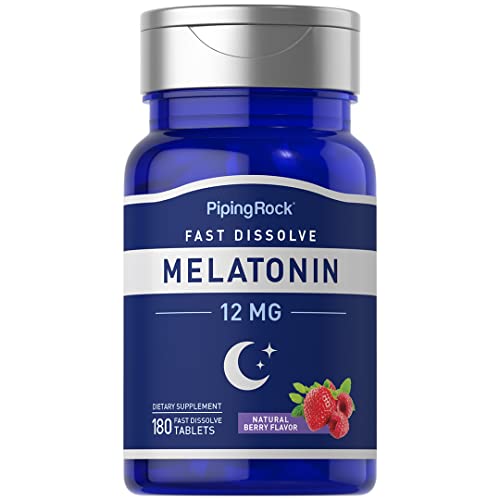 Piping Rock Melatonin Fast Dissolve 12 mg | 180 Tablets | Berry F...
