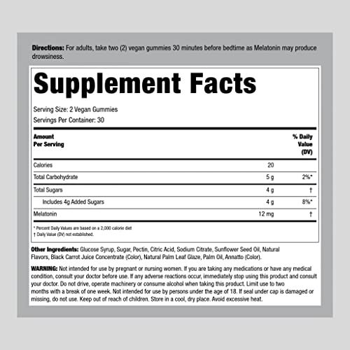 Piping Rock Melatonin Gummies 12mg 60 Count