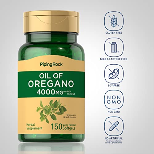 Piping Rock Oregano Oil Capsules 4000mg | 150 Softgel Pills | Her...