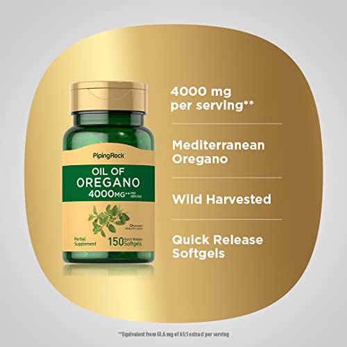 Piping Rock Oregano Oil Capsules 4000mg | 150 Softgel Pills | Her...