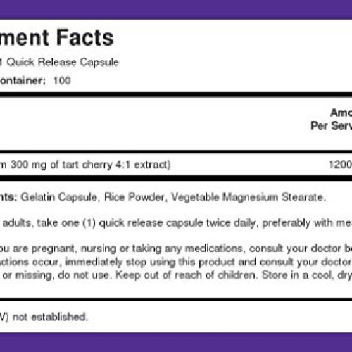 Piping Rock Tart Cherry Extract Capsules 1200 mg | 100 Capsules |...