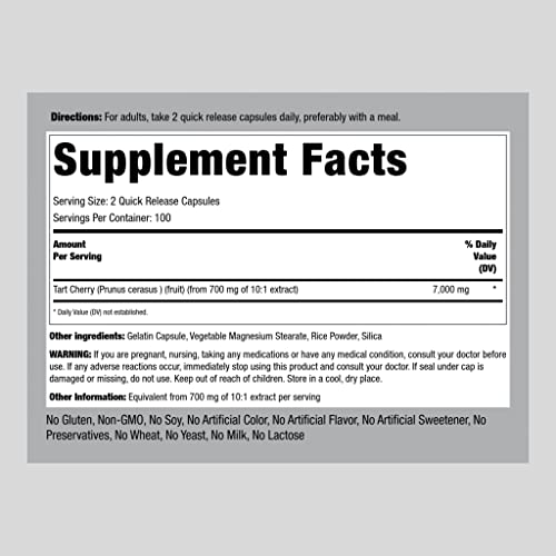Piping Rock Ultra Tart Cherry | 7000 mg | 200 Extract Capsules | ...