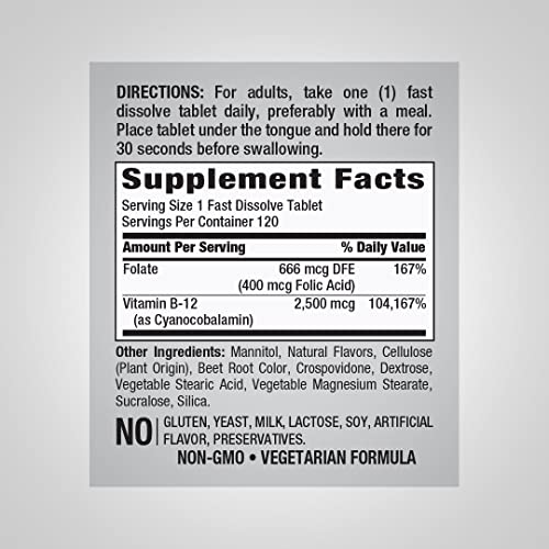 Piping Rock Vitamin B12 2500 mcg | 120 Fast Dissolve Tablets | Be...