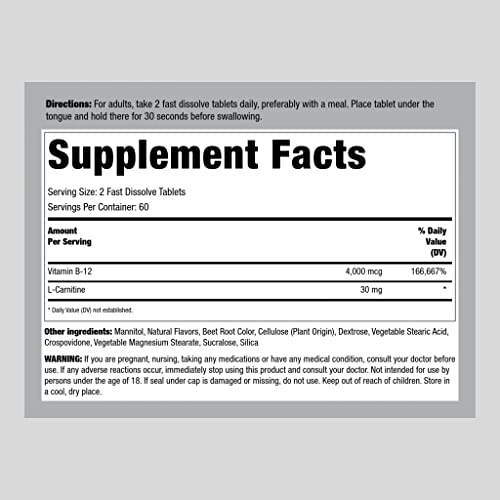 Piping Rock Vitamin B12 Sublingual | 4000 mcg | 120 Tablets | Plu...