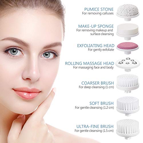 Facial Cleansing Brush Newest 2020, PIXNOR Waterproof Face Spin...