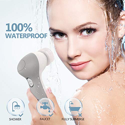Facial Cleansing Brush Newest 2020, PIXNOR Waterproof Face Spin...