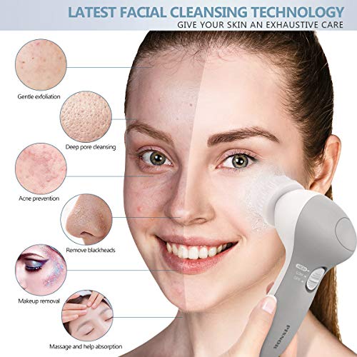 Facial Cleansing Brush Newest 2020, PIXNOR Waterproof Face Spin...