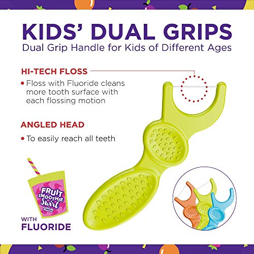 Plackers Kids Dental Floss Picks 75, Multicolor, Fruit Smoothie S...