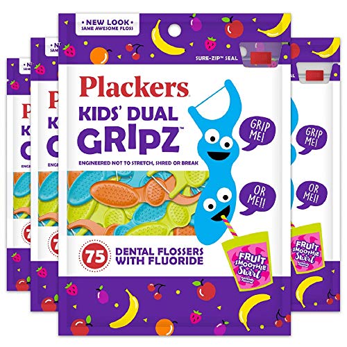 Plackers Kids Dental Floss Picks 75, Multicolor, Fruit Smoothie S...