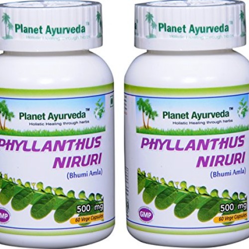 Planet Ayurveda Phyllanthus Niruri, 500 Mg 60 Vege Capsules, 2 Bo...