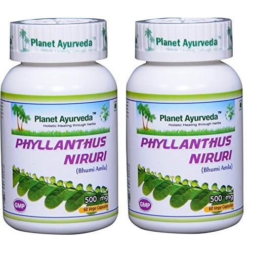 Planet Ayurveda Phyllanthus Niruri, 500 Mg 60 Vege Capsules, 2 Bo...
