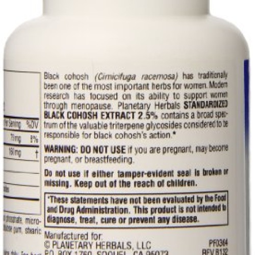 Planetary Herbals Standardized Black Cohosh Extract 2.5 Tablets, ...