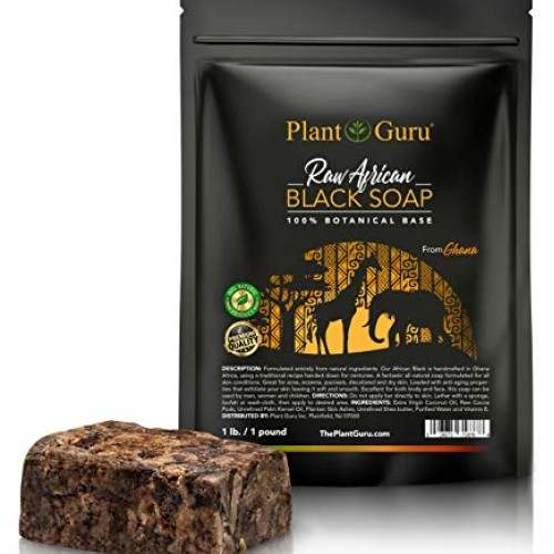 Raw African Black Soap 1 lb. Bar From Ghana 100% Pure Natural Acn...